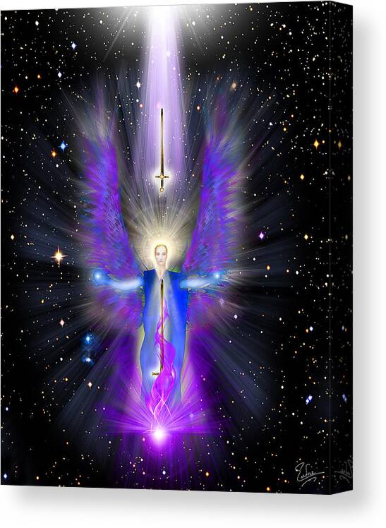 Endre Canvas Print featuring the digital art Angel Of The Violet Flame by Endre Balogh