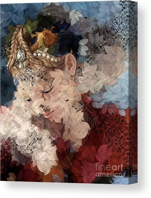 Woman Canvas Print featuring the digital art Arika - Des femmes et des Fleurs by Aimelle Ml