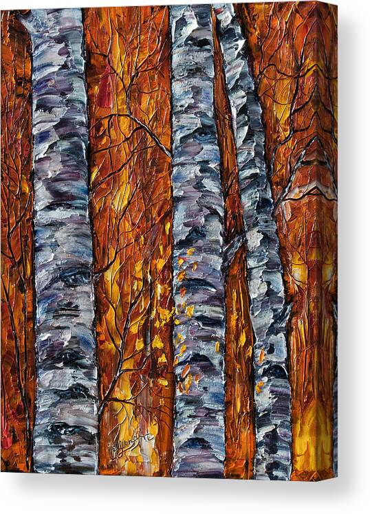 Aspen Tree Canvas Print featuring the painting White Trees original oil painting by Lena Owens - OLena Art Vibrant Palette Knife and Graphic Design