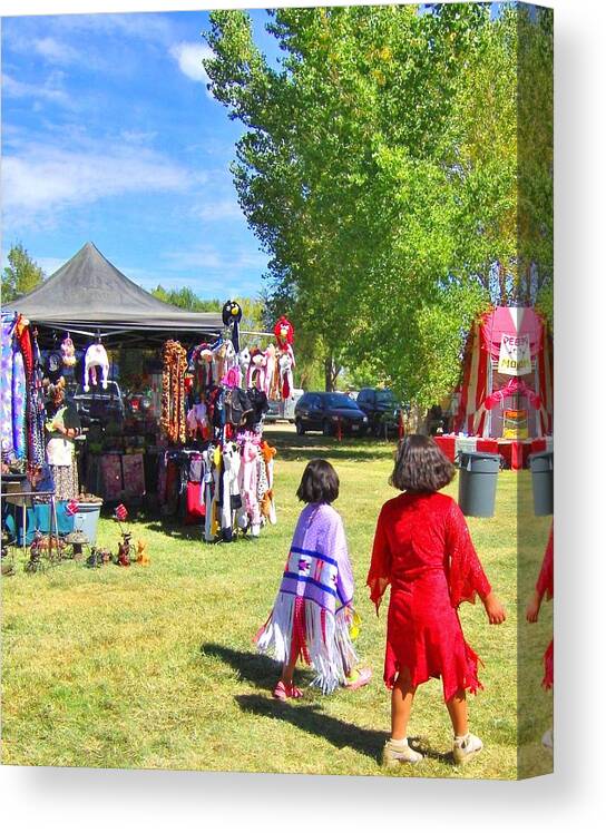 Native Canvas Print featuring the photograph At The Powwow by Marilyn Diaz