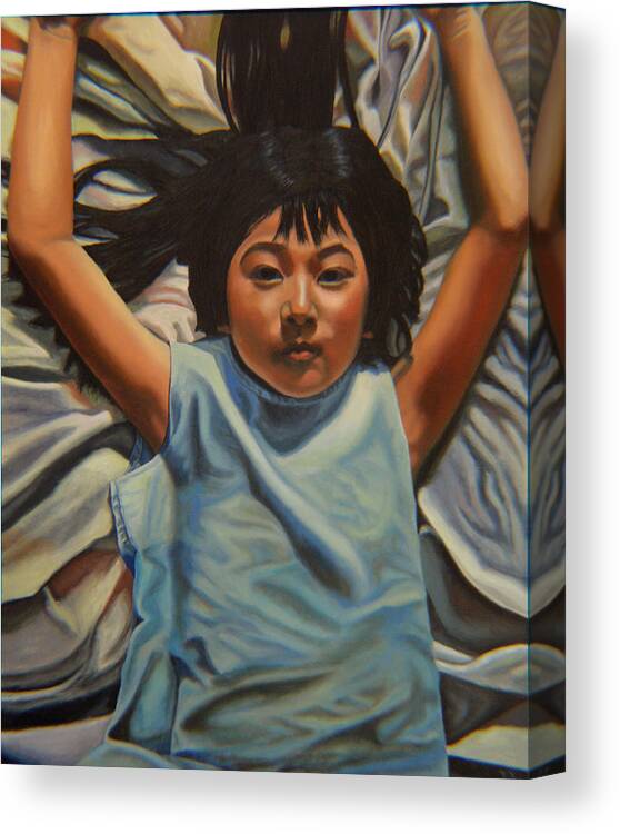 Children Paintings Canvas Print featuring the painting Attitude 2 by Thu Nguyen