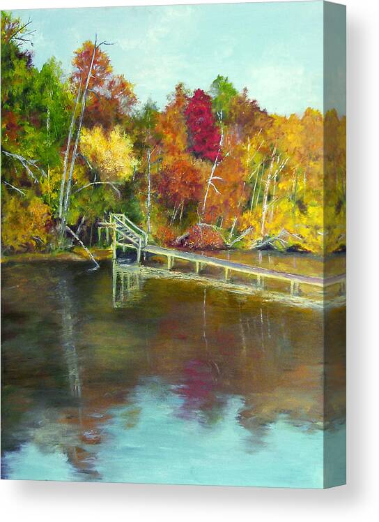 Autumn Canvas Print featuring the painting Autumn on the James by Sandra Nardone