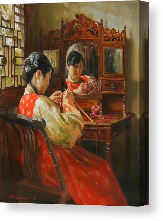 China Canvas Print featuring the painting Autumns mood by Victoria Kharchenko