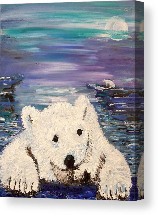 Artic Canvas Print featuring the painting Baby Bear by Randolph Gatling