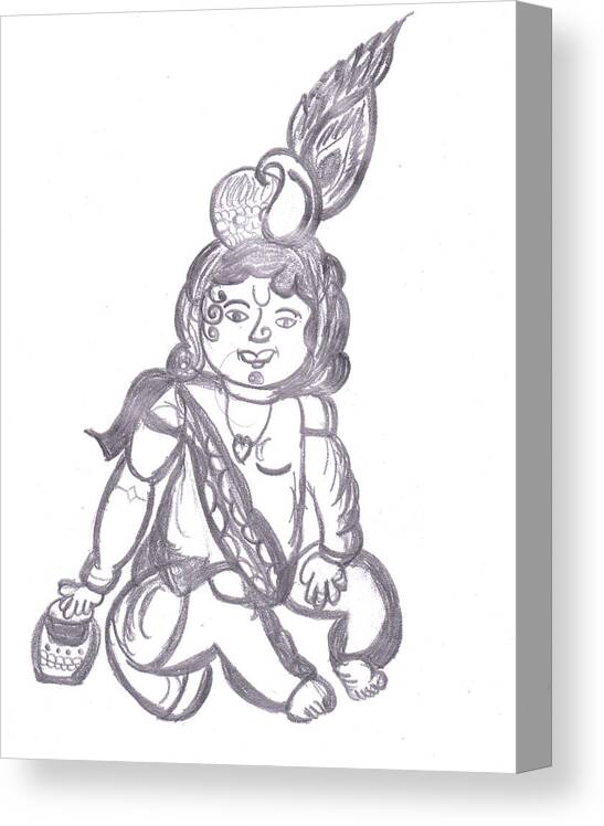 Handmade Krishna Sketch, Size: A4