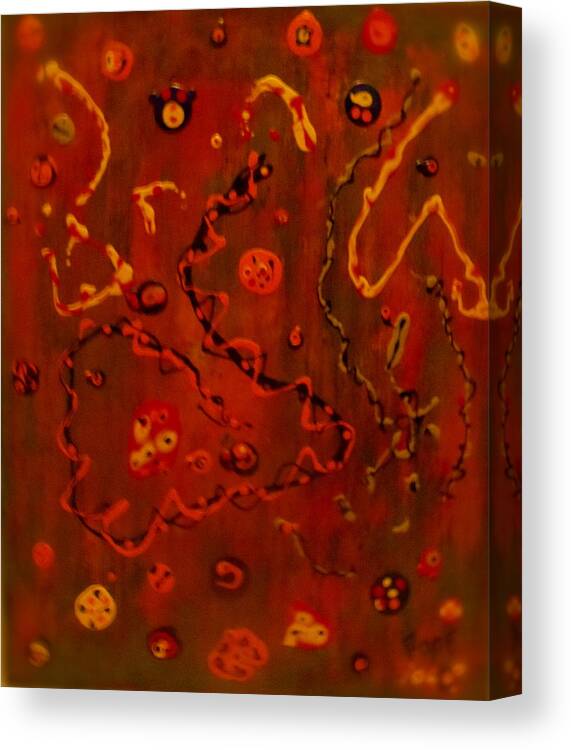 Moving Objects Canvas Print featuring the painting Bacterium by Bruce Ben Pope