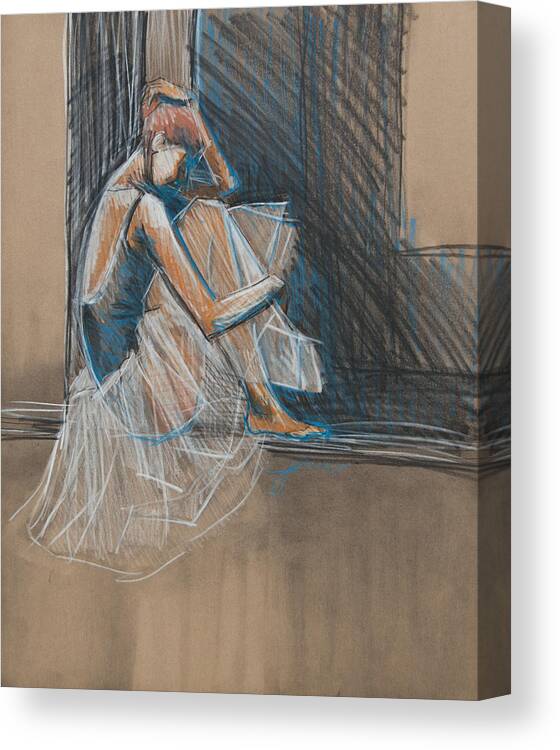 Ballerina Canvas Print featuring the mixed media Inner Turmoil Ballerina Sketch by Jani Freimann