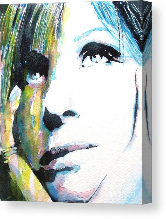 The Wonderful Barbara Streisand Caught In Waterrcolor Canvas Print featuring the painting Barbra Streisand by Paul Lovering