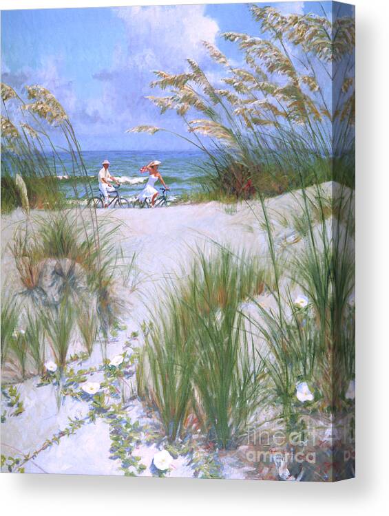 Beach Canvas Print featuring the painting Beach Strollers by Candace Lovely