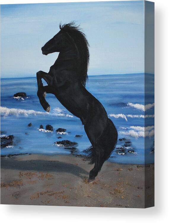 Horse Canvas Print featuring the painting Beauty on the Beach by Kimber Butler