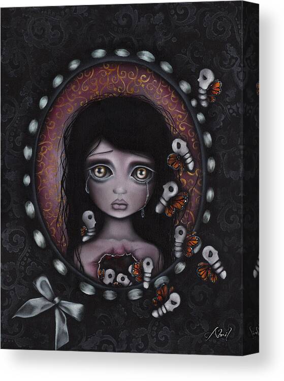 Skeleton Canvas Print featuring the painting Beauty within me by Abril Andrade
