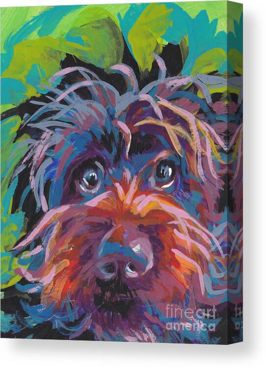 Wirehaired Pointing Griffon Canvas Print featuring the painting Bedhead Griff by Lea S