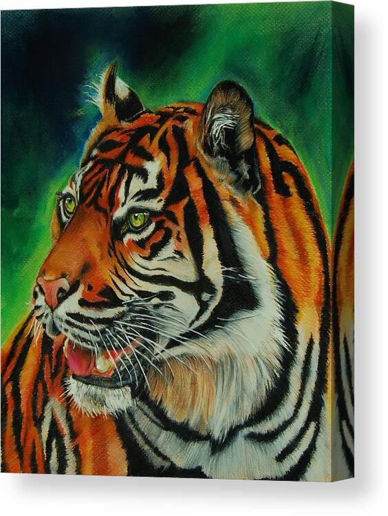 Bengal Tiger Canvas Print featuring the pastel Bengal by Jean Cormier