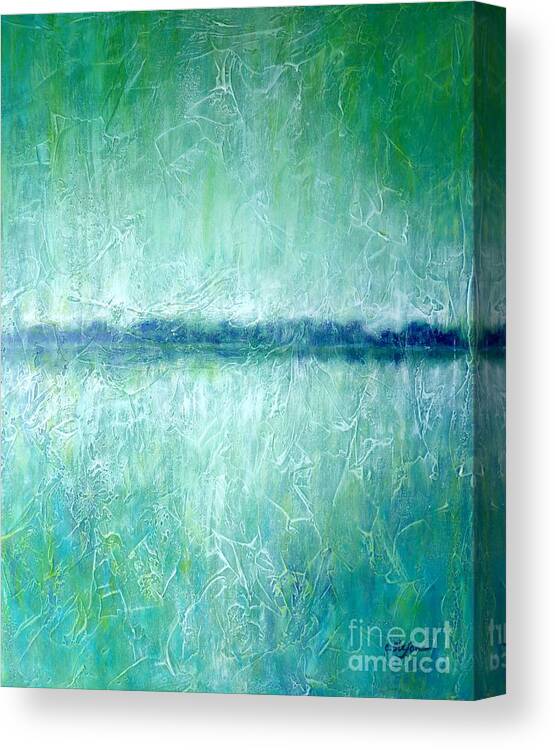 Painting Canvas Print featuring the painting Between the Sea and Sky - Green Seascape by Cristina Stefan