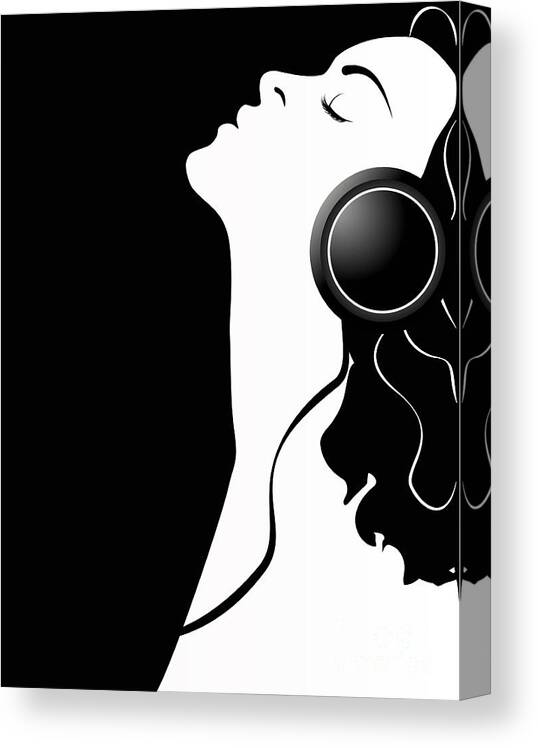 Dj Canvas Print featuring the digital art Black And White Poster Of A Girl by Asykina Olena