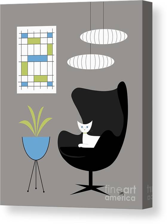 Egg Chair Canvas Print featuring the digital art Black Egg Chair by Donna Mibus