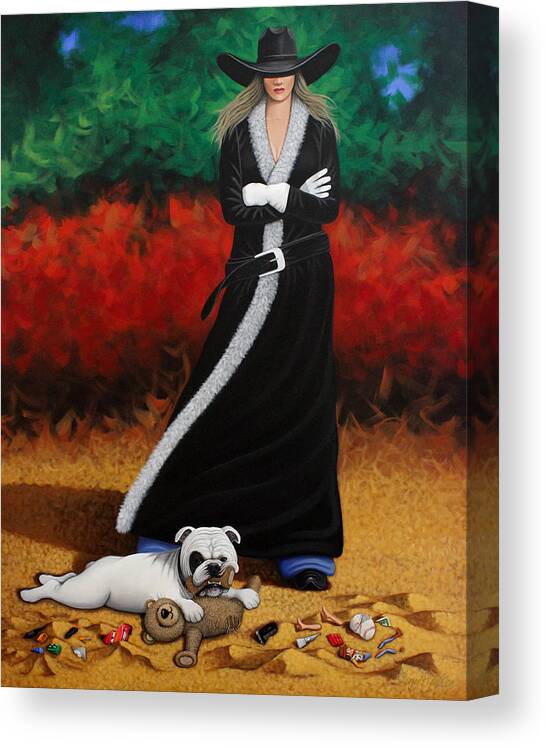 Dog Painting Canvas Print featuring the painting Black Eyed Bully by Lance Headlee
