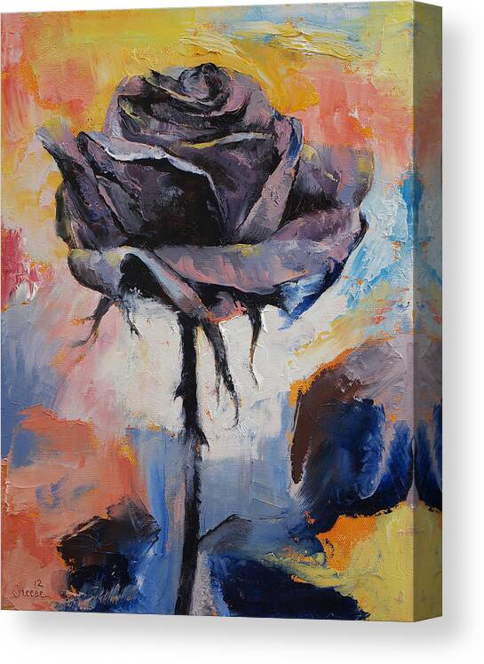 Black Rose Canvas Print featuring the painting Black Rose by Michael Creese