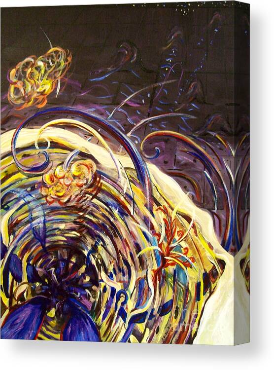 Outer Space Canvas Print featuring the painting BLOOM Supernova with Shock Wave Expansion by Catherine Gruetzke-Blais