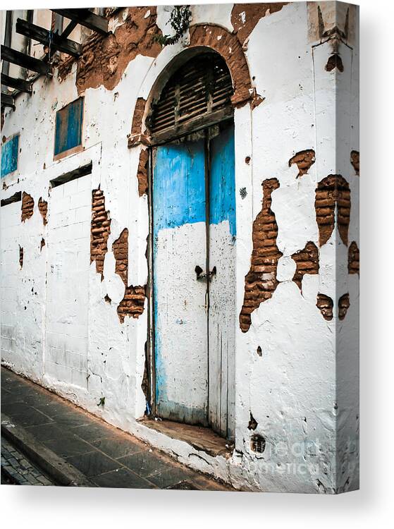 Door Canvas Print featuring the photograph Blue And White by Perry Webster