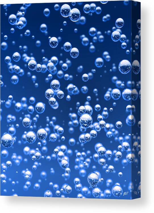 Bubble Canvas Print featuring the digital art Blue bubbles by Bruno Haver