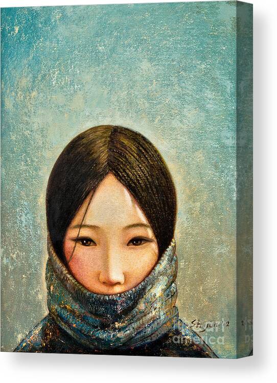 Girl Canvas Print featuring the painting Blue Girl by Shijun Munns