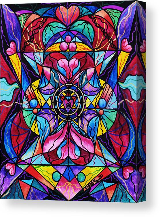 Blue Ray Healing Canvas Print featuring the painting Blue Ray Self Love Grid by Teal Eye Print Store