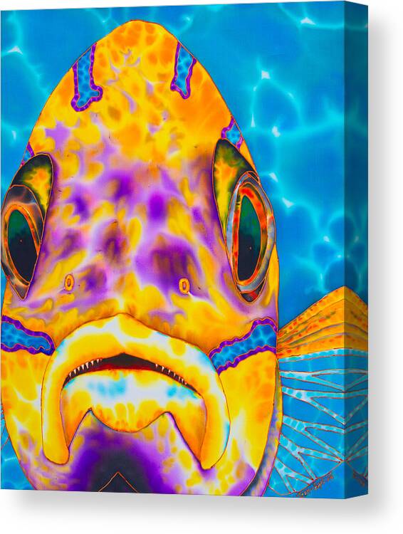 Blue-striped Snapper Canvas Print featuring the painting Bluestriped Snapper by Daniel Jean-Baptiste