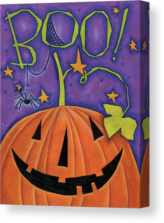 Black Canvas Print featuring the painting Boo by Anne Tavoletti