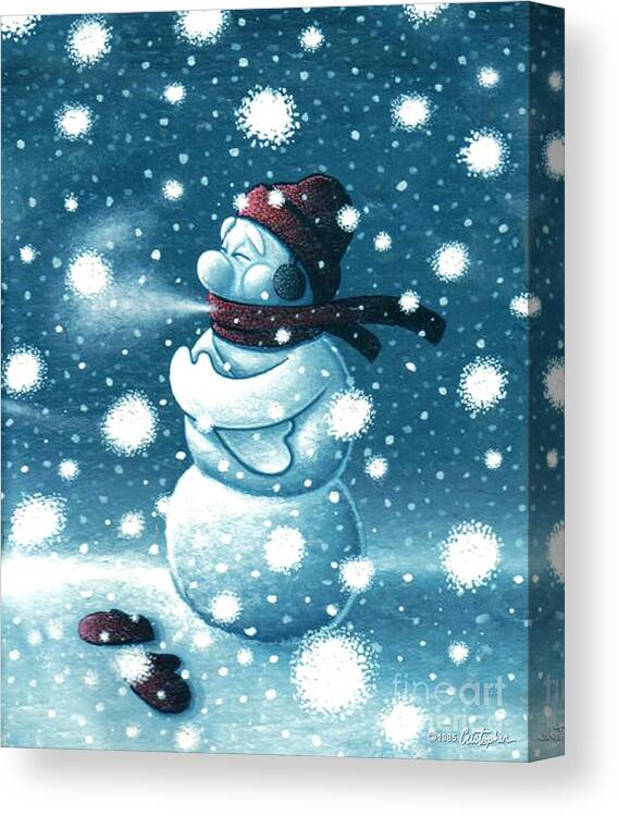 Cartoon Canvas Print featuring the painting Brain Freeze by Cristophers Dream Artistry