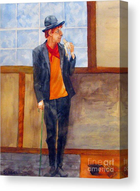 Portraits - Man - Juggler - Red Headed Juggler Canvas Print featuring the painting Break Time by Sandy Linden