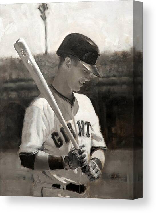 Buster Canvas Print featuring the painting Buster Posey - Quiet Leader by Darren Kerr