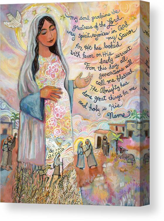 Jen Norton Canvas Print featuring the painting Canticle of Mary by Jen Norton