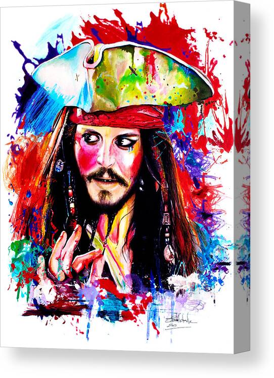 Painting Canvas Print featuring the painting Captain Jack Sparrow by Isabel Salvador