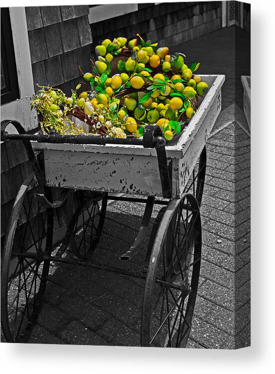 Lemons Canvas Print featuring the photograph Cartful of Lemons and Apples by John Hoey