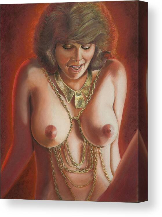 Erotic Art Canvas Print featuring the drawing Chains-flesh-lust by Shelby