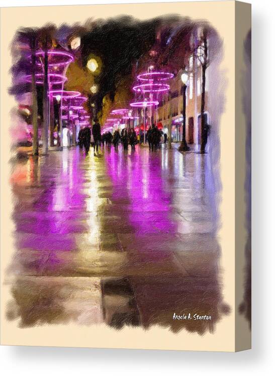 Paris Canvas Print featuring the painting Champs Elysees in Pink by Angela Stanton