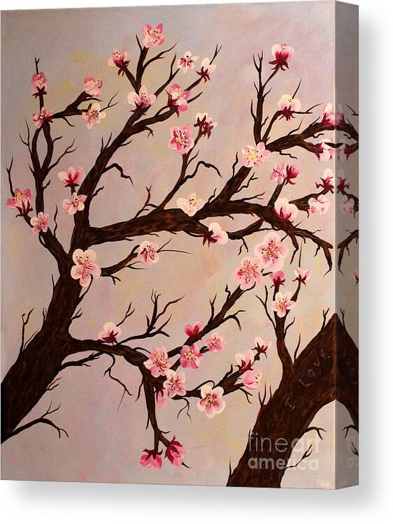 Cherry Blossoms Canvas Print featuring the painting Cherry Blossom 1 by Barbara A Griffin