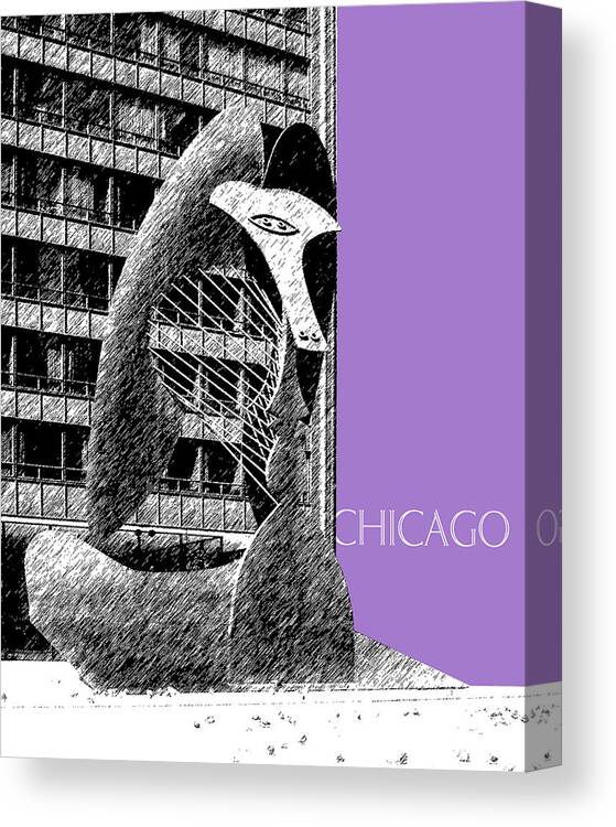 Architecture Canvas Print featuring the digital art Chicago Pablo Picasso - Violet by DB Artist