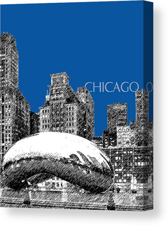 Architecture Canvas Print featuring the digital art Chicago The Bean - Royal Blue by DB Artist