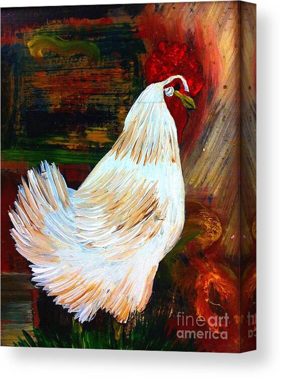 Chicken Canvas Print featuring the painting Chicken--Yard Bird by Saundra Myles