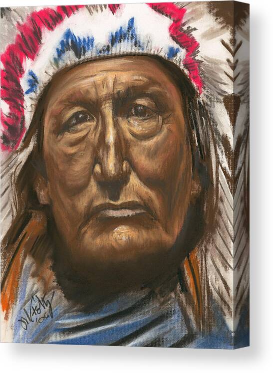 Native American Art Canvas Print featuring the painting Chief by Michael Foltz