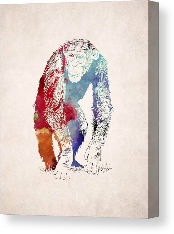 Animal Canvas Print featuring the digital art Chimpanzee Drawing - Design by World Art Prints And Designs