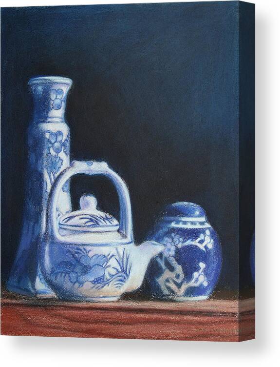 Jan Lawnikanis Canvas Print featuring the painting China Blue by Jan Lawnikanis