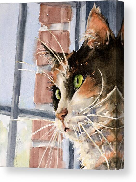 Cat Canvas Print featuring the painting City Cat by Judith Levins