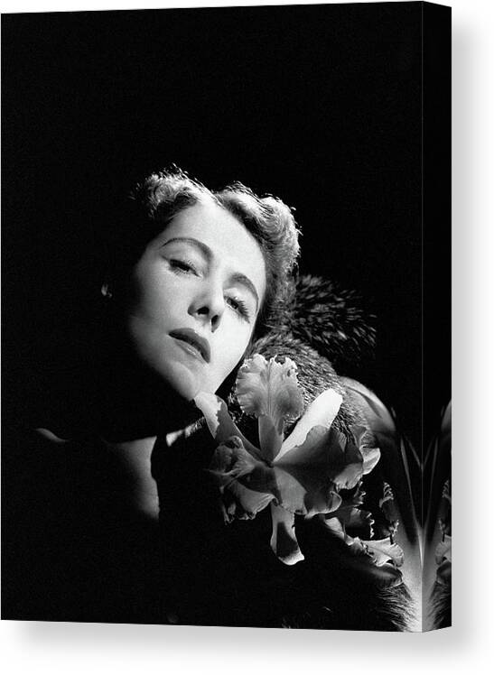 Literary Canvas Print featuring the photograph Clare Boothe Luce With An Orchid by Horst P. Horst