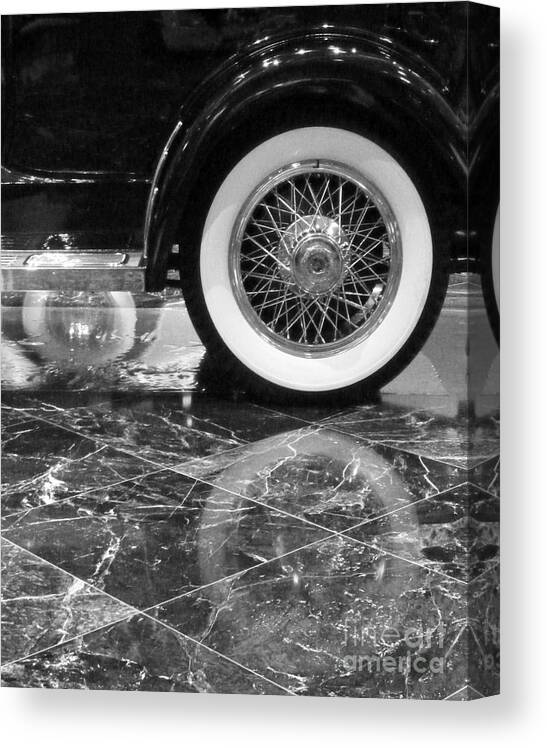 Classic Canvas Print featuring the photograph Classic Wheels blk and wht by Cheryl Del Toro