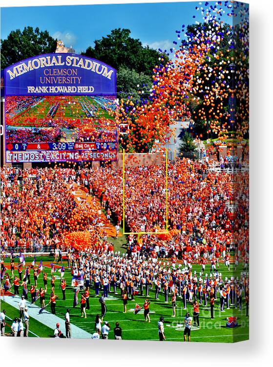 Acc Canvas Print featuring the photograph Clemson Tigers Memorial Stadium by Jeff McJunkin