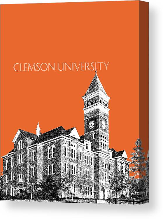 University Canvas Print featuring the digital art Clemson University - Coral by DB Artist