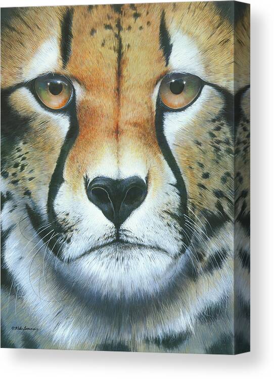 Cheetah Canvas Print featuring the painting Close to the Soul by Mike Brown